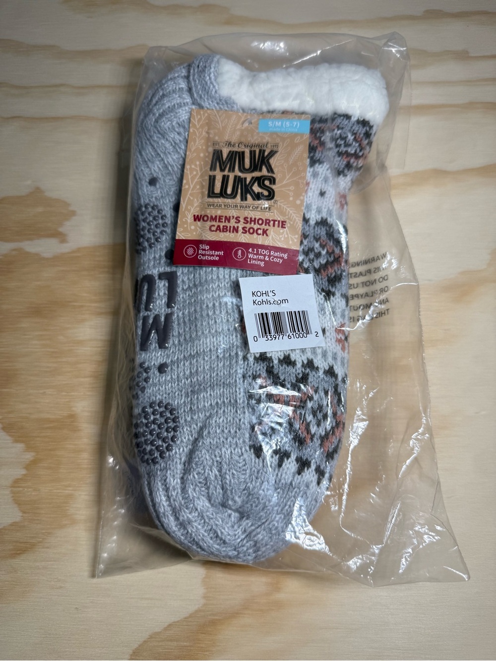Muk Luks Cozy Shortie Socks w/ Norwegian Winter Pattern - fuzzy socks